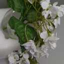 2 Pcs Hydrangea Artificial Flowers - Fake Flowers Real Touch Floral Arrangement with Faux Water in Glass Vase, Home, Bathroom and Office Table Centerpiece Decor（White）