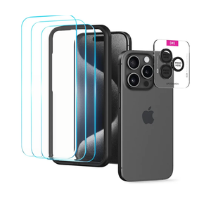 Upcommon UARMOR Glass 3 Pack Clear Screen Protector & 1 Pack Camera Lens Protector for [ iPhone 15 Pro Max ] 9H Tempered Glass with Easy Installation Kits (3+1 Pack) 3 Pack