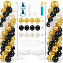 2 Pack Balloon Tower, Include 100 Balloons, 6.5 Feet Height Adjustable Balloon Column, Easy Assembly Balloon Stand for Party Decoration (Black and Gold)