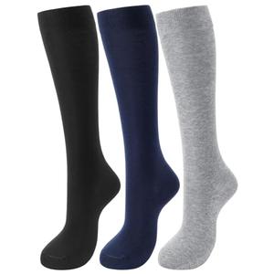 3 Pairs Girls Knee High School Uniform Socks Casual Dress Socks Long Seamless Combed Cotton