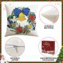 Artscope Christmas Oh Holy Night Merry Bright Jesus Wreath Throw Pillow Covers 20x20 Inch Set of 4, Winter Hoilday Christmas Decoration Pillow Cases for Home Sofa Couch Decor-Blue