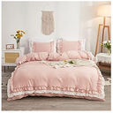 Shabby Chic 2 Pieces Bedding,Vintage Ruffled Twin Duvet Cover Set with 2 Layers Ruffles,Soft Brushed Microfiber Set with Zipper Closure,Lightweight Duvet Cover Set-Black,Twin