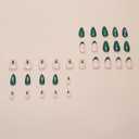 2 x Green Christmas Press on Nails Short Almond Fake Nails Glitter Green Nails Press ons with Xmas Tree Design,Reusable Artificial Nail Full Cover Glue on Nail Stick on Nails for Women Manicure 24Pcs