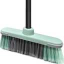 Indoor Broom Soft Bristle Brooms - Brooms for Sweeping Indoor Pet Hair, House Broom for Cleaning Hardwood, Tile, and Decking Surfaces Across.Green