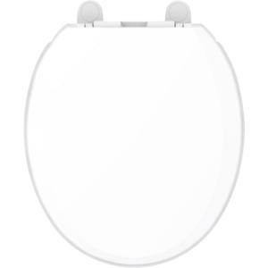 Gerber Round Front Toilet Seat with Cover, Soft Close, No Slam, Quick & Easy Install, Heavy-Duty Plastic, Durable & Fade-Resistant, White GC550129