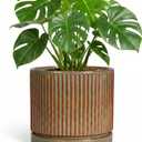 Ceramic Plant Pots, 8 Inch Planter, Round Plant Pot, Retro Brown