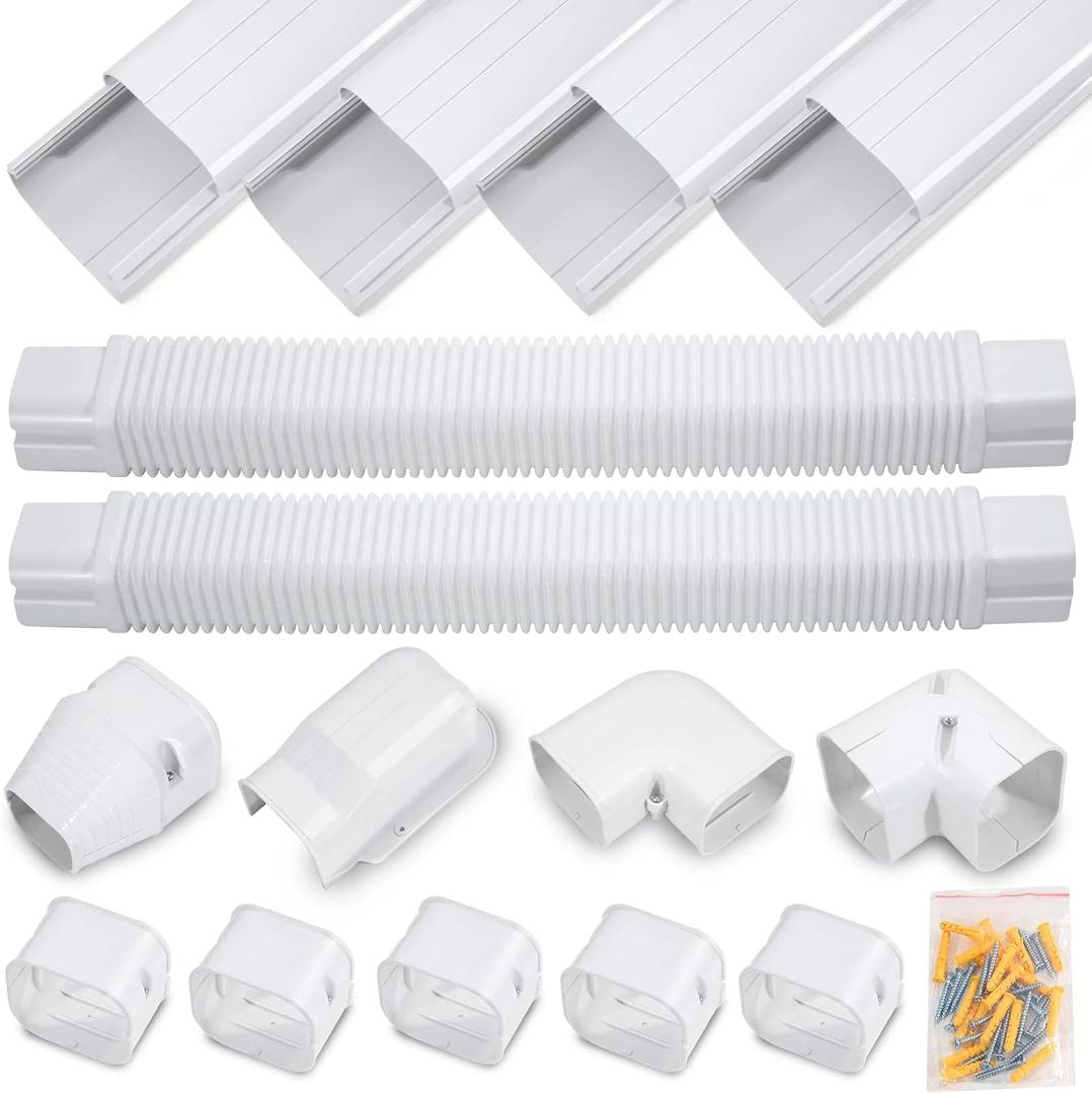 DWALE 4" 17Ft PVC Decorative Line Set Cover Kit, Mini Split line Set Cover,for Ductless Mini Split Air Conditioner and Central AC and Heat Pumps