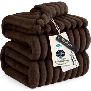 Bedsure GentleSoft Dark Chocolate Fleece Blanket for Couch - Cozy Soft Blankets for Women, Cute Small Throws for Girls, 108x90 Inches