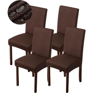 Genina Waterproof Chair Covers for Dining Room Dining Chair Covers Kitchen Parsons Chair Covers (Chocolate, 4 PCS)