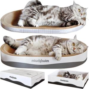 3PCS 23.6 Inch Extra Large Cat Scratcher Bed,Big Cats Box with Corrugated Scratch Pad, Scratching Lounge Bed,Oval Shape Cat Scratcher Bowl