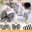 Moukeren 4 Rolls 10 Yard Black and Cream White Wired Stripes Ribbon Rustic Ivory Boho Black and White Wired Edge Ribbon for Wreath Gift DIY Crafts Wedding Party Decoration(2 Inch)