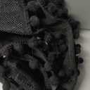 SevenFish Christmas Tree Skirt, Black Christmas Tree Skirt 36 inches Soft Double Layer Burlap Tree Skirt with Pom Pom for Rustic Christmas Halloween Decorations