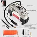 GSPSCN 6X Faster Inflation Tire Inflator Heavy Duty Double Cylinders with Portable Bag- Car Accessories Metal 12V Air Compressor Pump 150PSI with Adapter for Car, Truck, SUV Tires, Dinghy, Air Bed