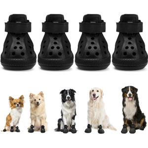 Lukovee Dog Shoes for Hot Pavement - Breathable Non Slip Dog Sandals with Reflective Stripes, Easy ON & Off, Easy-Clean Summer Outdoor Pet Boots for Small Medium Large Dogs (Black, Size 10)