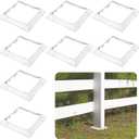 6 x 6 Inches Vinyl Post Sleeve Adjustable Vinyl Post Skirt White Base Porch Column Wraps for 3 to 6.5 Inch Wood Stair Rails(White,8 Pack)