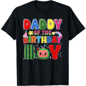 Daddy of The Birthday Boy Melon Family Matching Funny T-Shirt, L 