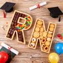 2 Pcs RN Charcuterie Board Letters 11 Inch Nursing Bamboo Food Serving Tray Rn Letters for Class of 2026 Congrats Party Supply Reusable Grad Table Centerpiece Decoration Snack Dish