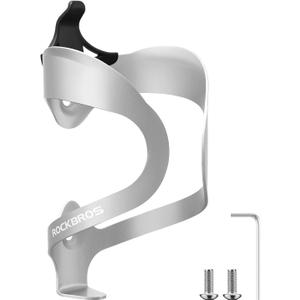 ROCKBROS Lightweight Sturdy Alloy Aluminum Bike Water Bottle Cage - Road & Mountain Bike Cup Holder (A5 - Silver)