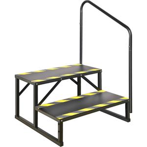 TOCRETOARE RV Steps with Handrail, Hot Tub 2 Steps with Handrail, Portable Stairs Steps for 5th Wheel RV, Mobile Home Stairs Outdoor RV Step Ladder for Camper and Porch with Non Slip Assist Handrail