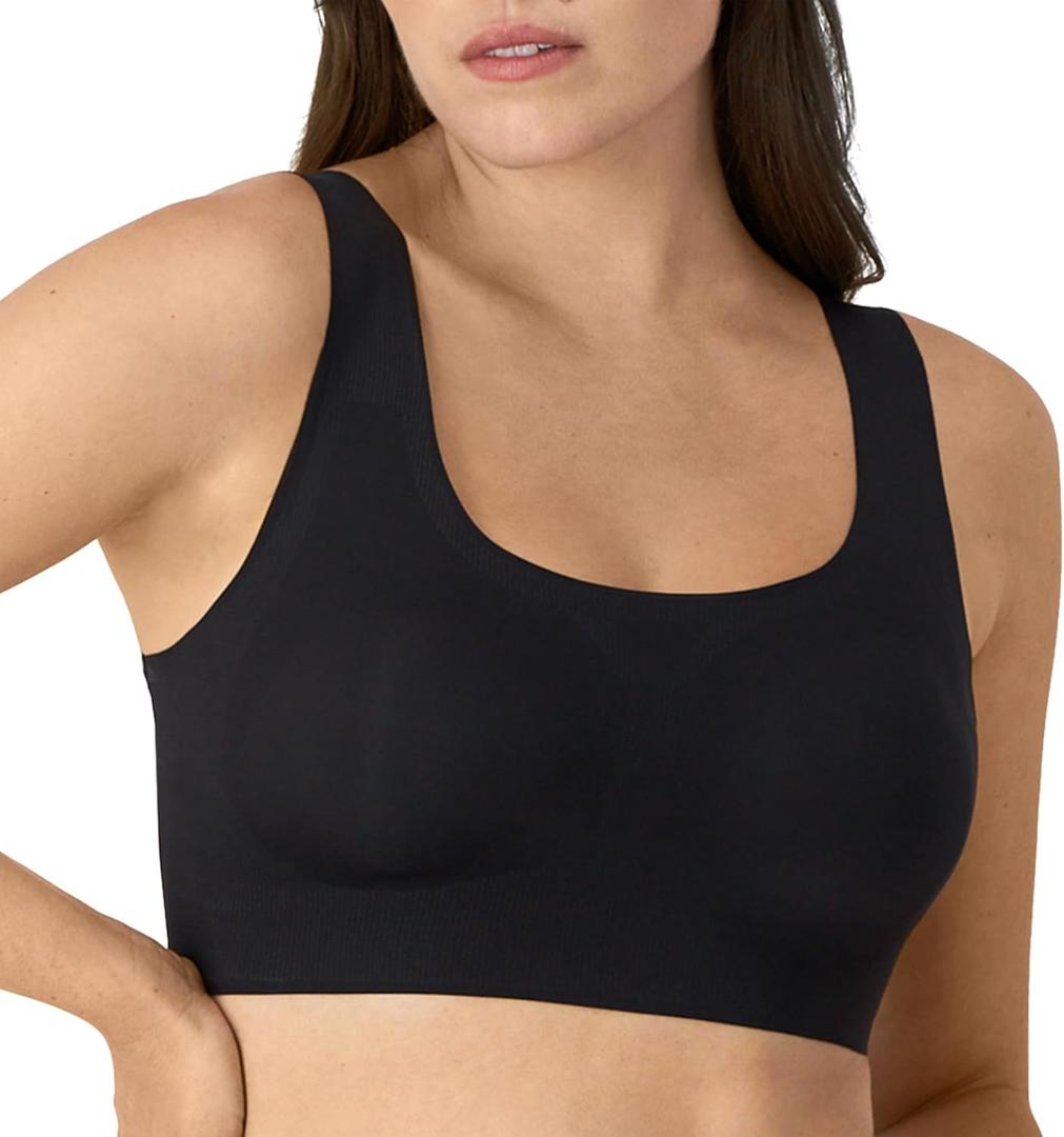 Bali Women's Comfort Revolution Easylite Wireless T-Shirt Bra, Pullover Wirefree T-Shirt Bra (3X-Large, Black)