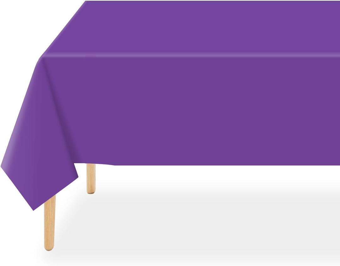 QIKSION Purple Plastic Table Cloth Disposable 2 Pack, 54 x 108 Inch Tablecloths for Party, Birthday, Graduation, Halloween Decorations, Rectangle Table Cover