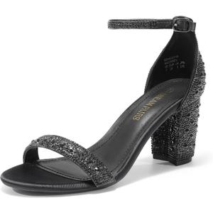 DREAM PAIRS Women's Chunk Low Heel Pump Sandals (Black), size 5.5