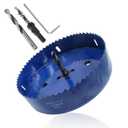Luomorgo 150mm/5 7/8 inch Hole Saw, 1 1/4 inch Cutting Depth HSS Bi-Metal Hole Cutter for Wood Cornhole Boards Plastic Drywall & Metal Sheet (Blue)