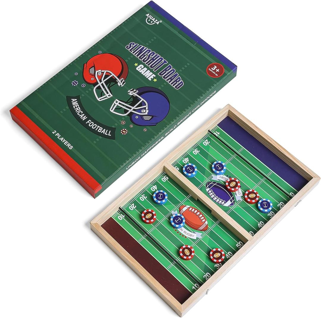 AIUAZA Football Fast Classic Ring Shooting Game Family Game Night with Friends Party Wooden Air Hockey Board Game for Adults Kids Tests Your Speed and Accuracy, 2 Players (Medium)