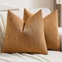 FUTEI Bronze Chenille Decorative Throw Pillow Covers 18x18 Inch Set of 2,Soft Cozy Striped Geometric Patterns Cushion Case,Modern Home Decor for Couch Bed Living Room