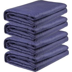 4 Pack Moving Blankets Heavy Duty 80"x72" Quilted Packing Blankets for Moving Furniture Padded Shipping Furniture Mover Blue