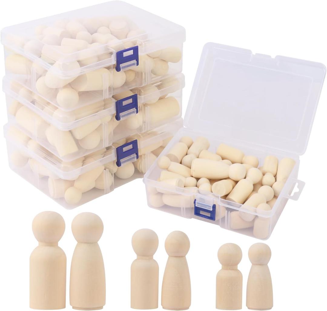 120 Pieces Wood Peg People, Wooden Peg Dolls Bodies, Unfinished Wooden Peg Doll for Painting, DIY, Crafting and Art Projects (3 Sizes)