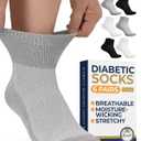 Pembrook Ankle Diabetic Socks for Women & Men | 6 Pairs | Wide Non Binding Socks Quarter Length | Edema Neuropathy Socks