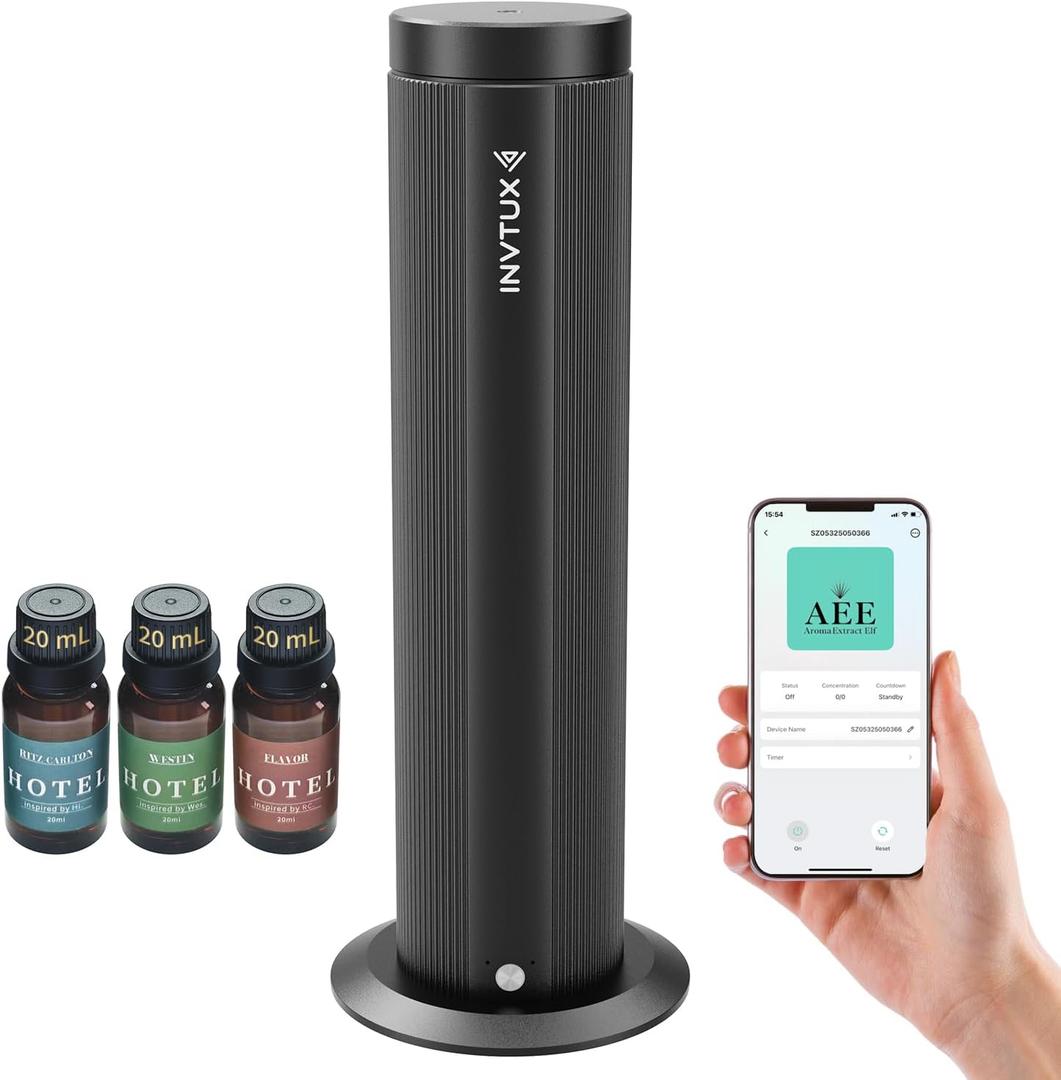 Waterless Essential Oil Diffuser Corded Diffuser with Hotel Collection Diffuser Oil, Scent Diffuser Starter Kit Cold Air Diffuser Oil Machine 1000 Sq Ft Coverage for Home Office Lobby Hotel