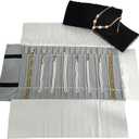 Portable Jewelry Roll Untangled Secure Necklace Travel Storage Bag Displays Holder 16 Chain (Black and Gray)