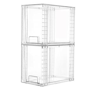 Vtopmart 2 Pack Clear Stackable Storage Drawers,9.7" High Plastic Organizers Bins for Skincare, Bathroom Supplies,Ideal for Cabinet,Undersink,Vanity,Kitchen,Pantry Organization