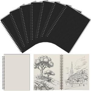6 Pcs 8.5"x11" Spiral Sketch Pad A4 Large Hardbound Art Sketchbook 200 Pages Blank Sketch Book Drawing Hardcover Notebook Blank Drawing Paper for Painting Writing Sketching Adult Teen