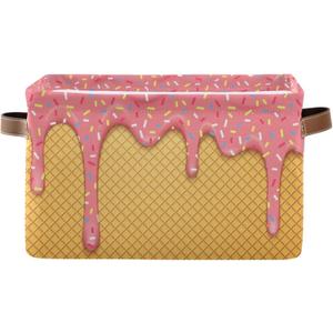 Ice Cream Rectangular Storage Basket Organizer Bin Shelf Baskets For Clothes Gifts For Home Office Dorm