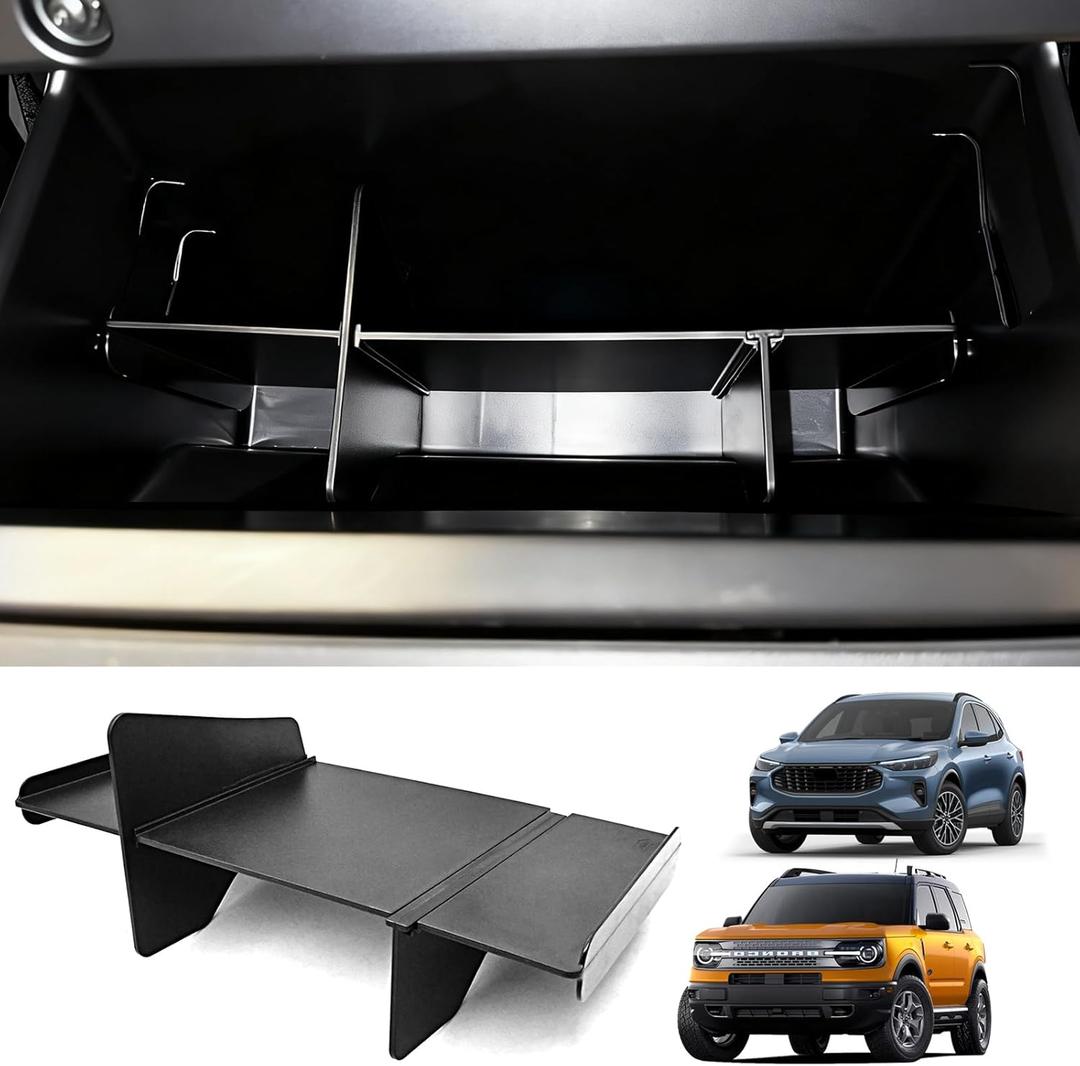 Glove Box Dividers Organizer for Ford Bronco Sport 2021-2026/Ford Escape 2020-2026 Accessories, Car Glove Box Organizer Divide Space ABS Storage Classification Accessories (Not Fit Bronco Model)