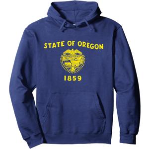 Blue Vintage Oregon Flag Sweatshirt Retro State Hoodie USA Pullover Hoodie XL