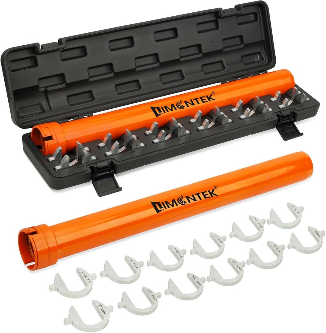 Inner Tie Rod Removal Tool, Master Inner Tie Rod Tool Set with 12 Crowfoot Adapters & 1/2 Inch Drive Tube for Tie Rods Remove & Install (Orange)
