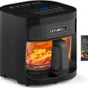 BOSWELL Glass Air Fryer, 4.5QT Transparent Fry Bowl, Circulating Heating, Non Toxic, Large Capacity Air Fryer Roast, Temperature Control Dishwasher Safe (Black)
