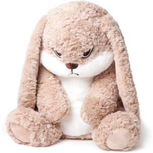 ZEIO Grumpy Bunny Stuffed Animal, 19.6" Plush Rabbit Stuffed Animals with Floppy Ears, Cuddly Soft Plush Toys Huggable, Perfect for a Gift (Brown)