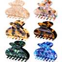 6 Pieces Tortoise Shell Hair Claw Clip for Women 2 Inch Medium Tortoise Hair Clip French Resin Clamp for Woman, Assorted Design