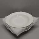 DOWAN Soup and Pasta Bowls Set of 4, White Porcelain Wide Rim Salad Plates, 20 Ounces, Microwave & Dishwasher Safe