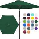 JEAREY 7.5FT Patio Umbrella Outdoor Market Umbrella with 6 Sturdy Ribs, Push Button Tilt/Crank Table Umbrella for Garden, Deck, Backyard and Pool, Dark Green