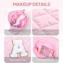 2 x YOOLIFE Initial Makeup Bag Cosmetic Bag Toiletry Pouch - Personalized Birthday Gifts for Women Teen Girls Mom Daughter Sister Friends, Pink A