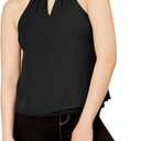 Bar III Mock-Neck Keyhole Top, (Black, S)