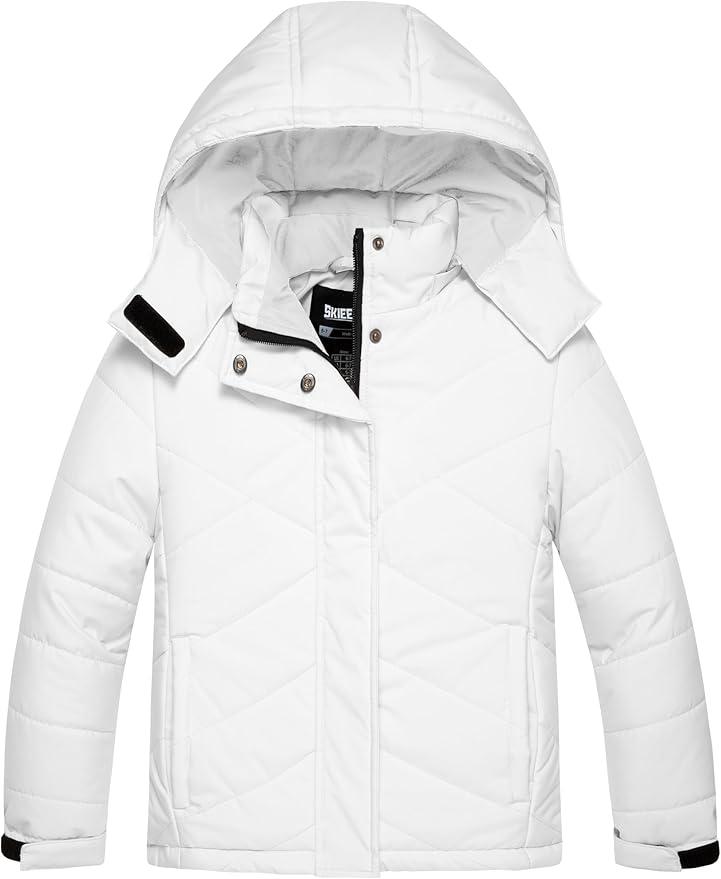 Skieer Kids Waterproof Ski Jacket Windproof Winter Coat Hooded Puffer Jacket Snowboard Rain Jacket 6-7