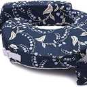 My Brest Friend Original Nursing Pillow Enhanced Ergonomics Essential Breastfeeding Pillow Support For Mom & Baby W/ Convenient Side Pocket, Double Straps & Slipcover, Navy Bluebells