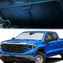 Windshield Sun Shade for Chevy Silverado/GMC Sierra 1500 2500 3500(SLT,AT4,Denali) 2026 2025-2019 Front Window Sun Visor Protector Foldable Block UV Rays Windshield Sunshade Keep Car Cool